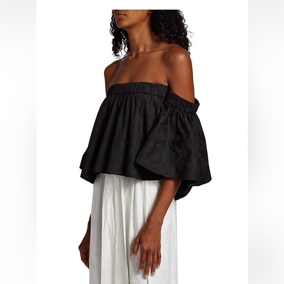 Michelle Smith Lola Top Off The Shoulder Black Poplin Cotton NWT S - Picture 5 of 11